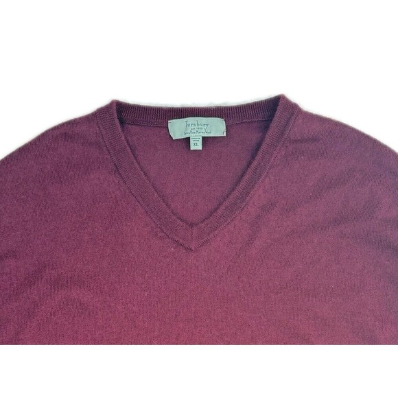 Turnbury Merino Wool Sweater Mens XL Red Maroon V-Neck Pullover Long Sleeve - Picture 5 of 13